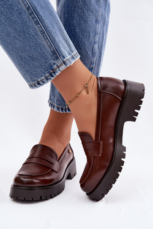 Oda moteriški mokasinai Vinceza 18125 rudos spalvos