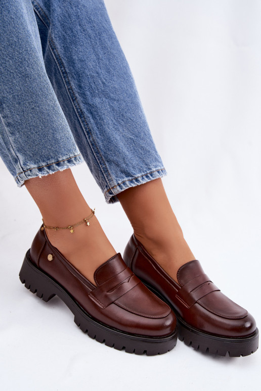 Oda moteriški mokasinai Vinceza 18125 rudos spalvos