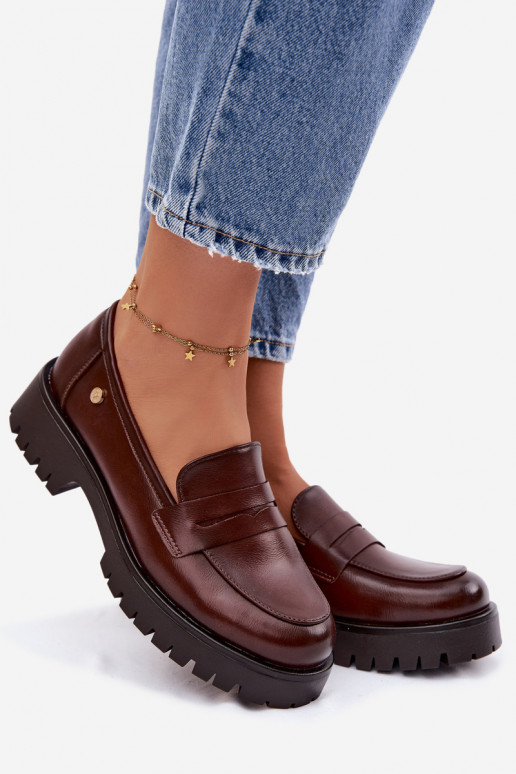 Oda moteriški mokasinai Vinceza 18125 rudos spalvos