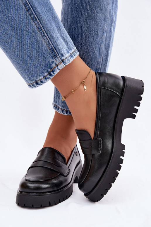 Oda moteriški mokasinai Vinceza 18125 juodos spalvos