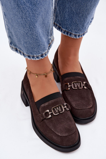 batai moteriški mokasinaisuĮjungtaturalnego iš zomšosu Ant žemo kulno Vinceza 18127 CzekoladoĮe