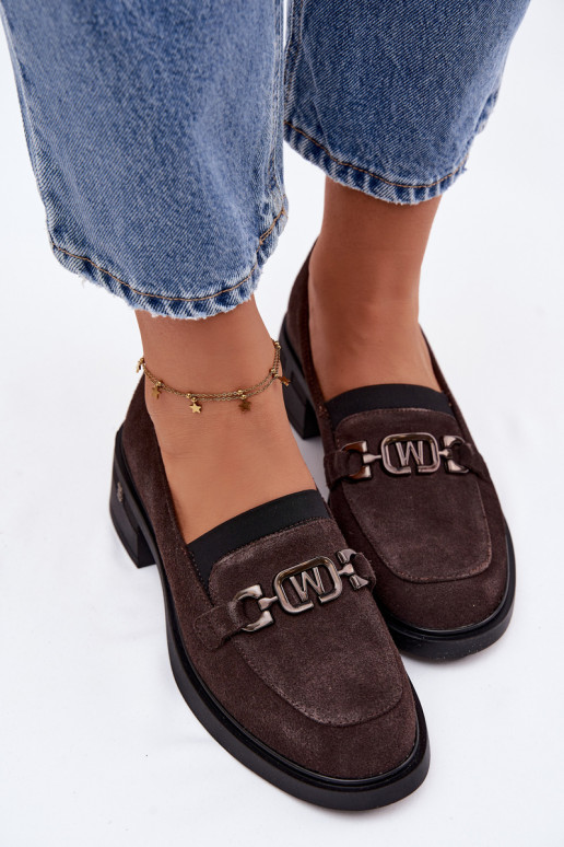 batai moteriški mokasinaisuĮjungtaturalnego iš zomšosu Ant žemo kulno Vinceza 18127 CzekoladoĮe