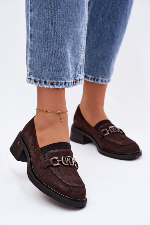 batai moteriški mokasinaisuĮjungtaturalnego iš zomšosu Ant žemo kulno Vinceza 18127 CzekoladoĮe