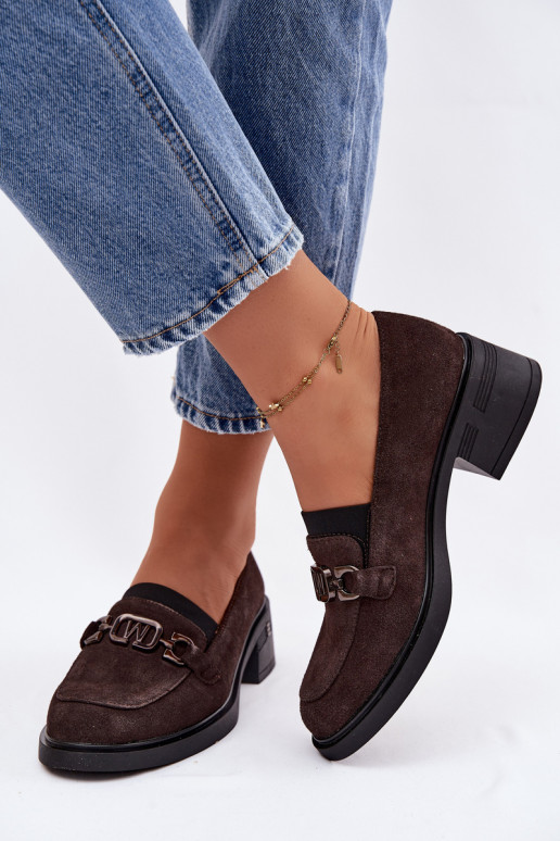 batai moteriški mokasinaisuĮjungtaturalnego iš zomšosu Ant žemo kulno Vinceza 18127 CzekoladoĮe