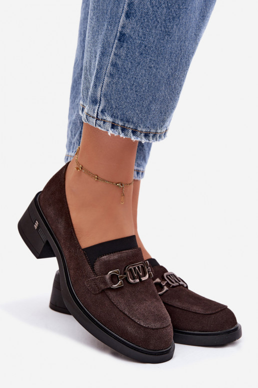 batai moteriški mokasinaisuĮjungtaturalnego iš zomšosu Ant žemo kulno Vinceza 18127 CzekoladoĮe