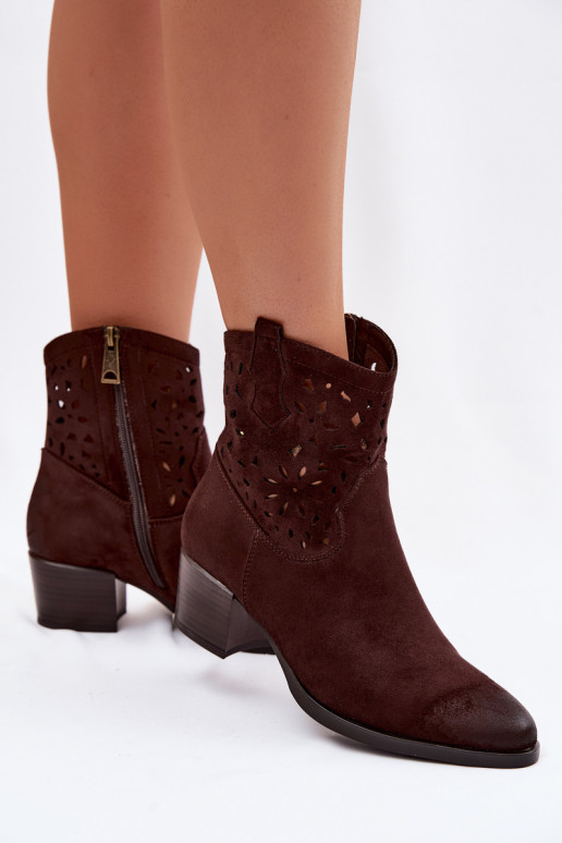 Ažūriniai aulinukai Moteriškas su kulniukais Vinceza 58452 Czekolada