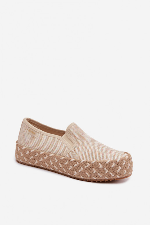 Espadrilės su platforma Su Braid Lee Cooper LCIN-26-31-4332 smėlio spalvos