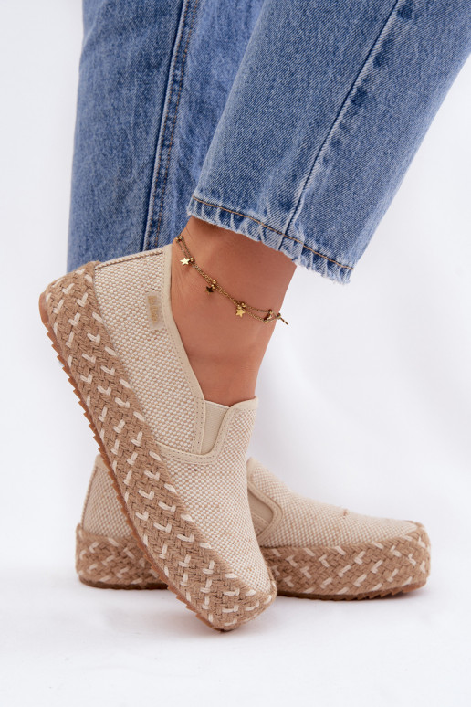 Espadrilės su platforma Su Braid Lee Cooper LCIN-26-31-4332 smėlio spalvos