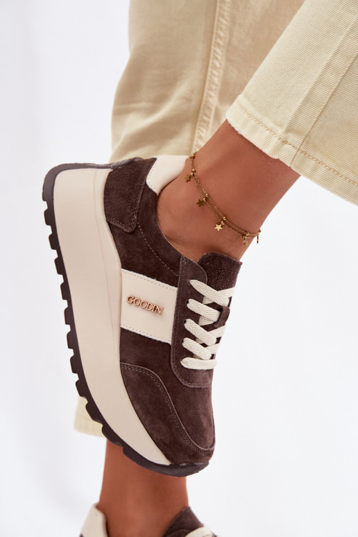 Sneakers modelio batai Moteriškas su platformasuĮjungtaturalnego iš zomšosu CzekoladoĮe Rosinae