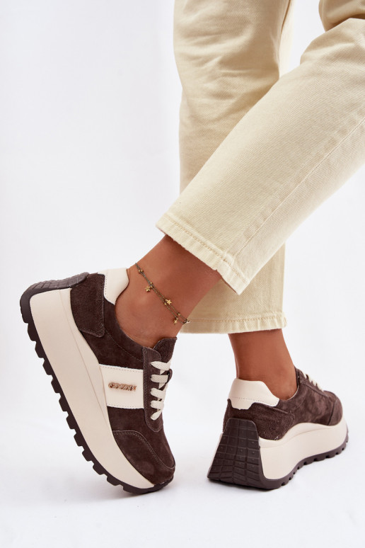 Sneakers modelio batai Moteriškas su platformasuĮjungtaturalnego iš zomšosu CzekoladoĮe Rosinae