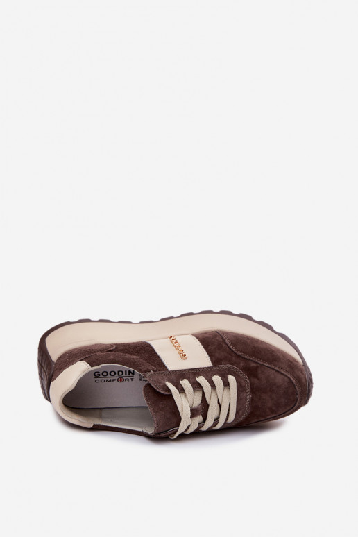 Sneakers modelio batai Moteriškas su platformasuĮjungtaturalnego iš zomšosu CzekoladoĮe Rosinae