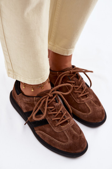 Oda iš zomšos Sneakers modelio batai Moteriškas rudos spalvos Ismina