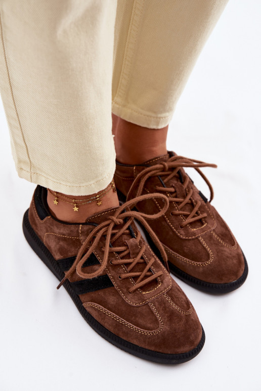 Oda iš zomšos Sneakers modelio batai Moteriškas rudos spalvos Ismina