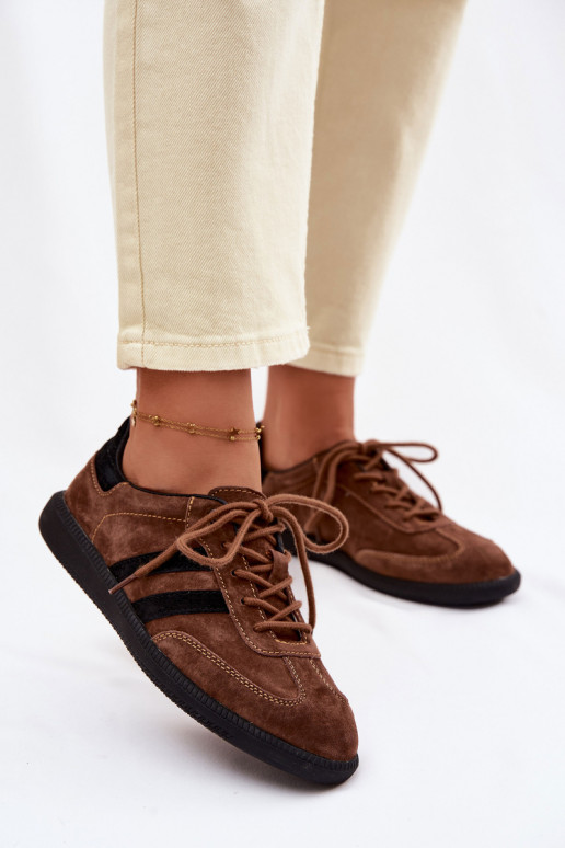 Oda iš zomšos Sneakers modelio batai Moteriškas rudos spalvos Ismina