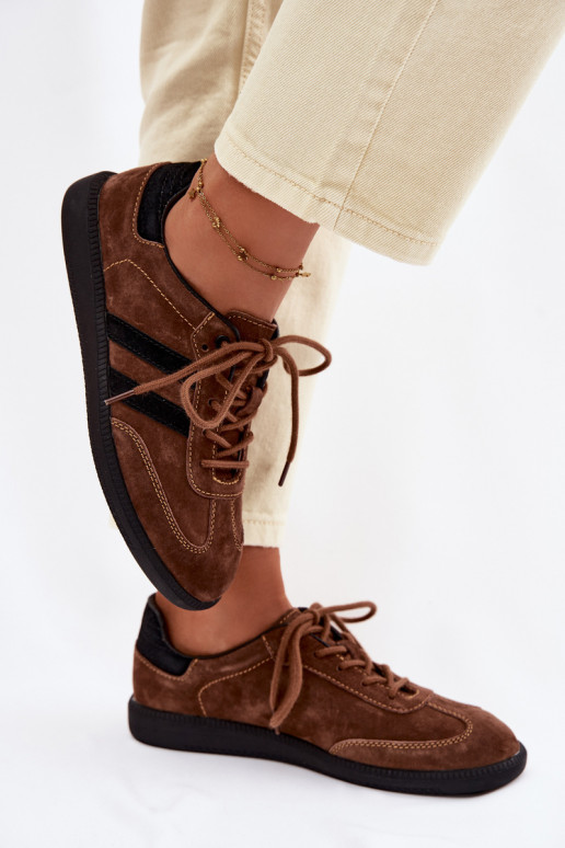 Oda iš zomšos Sneakers modelio batai Moteriškas rudos spalvos Ismina