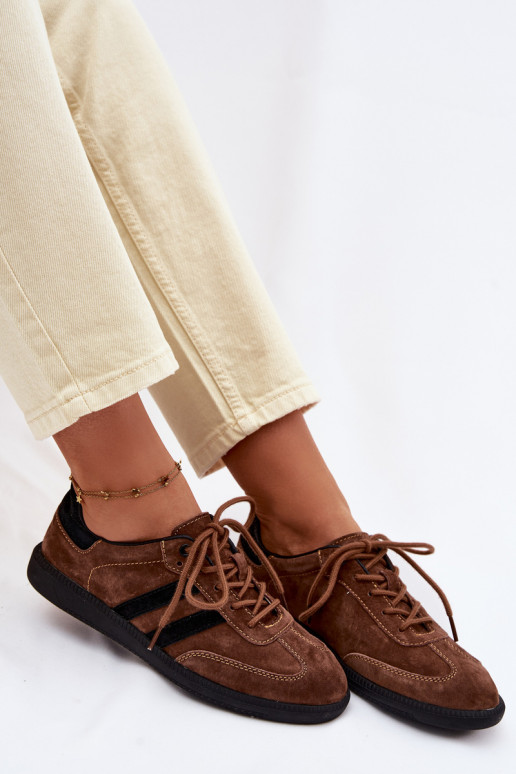 Oda iš zomšos Sneakers modelio batai Moteriškas rudos spalvos Ismina