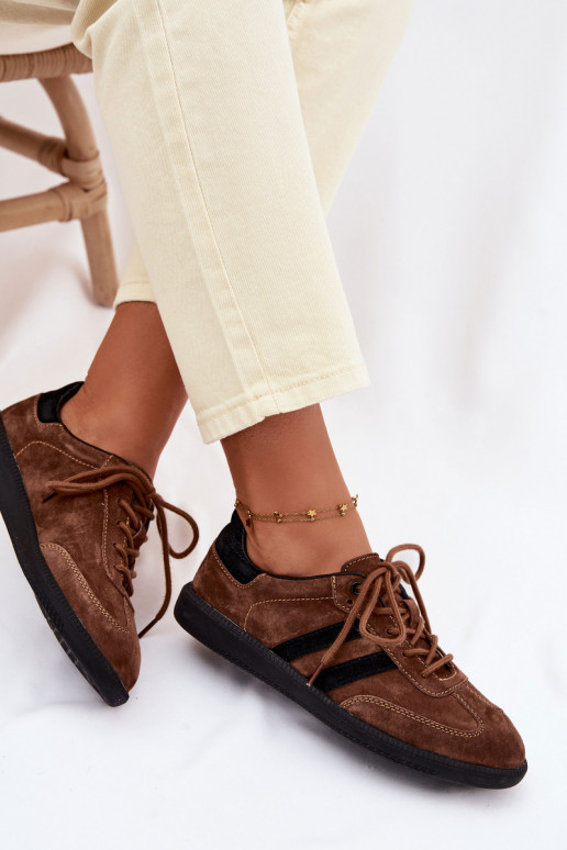 Oda iš zomšos Sneakers modelio batai Moteriškas rudos spalvos Ismina