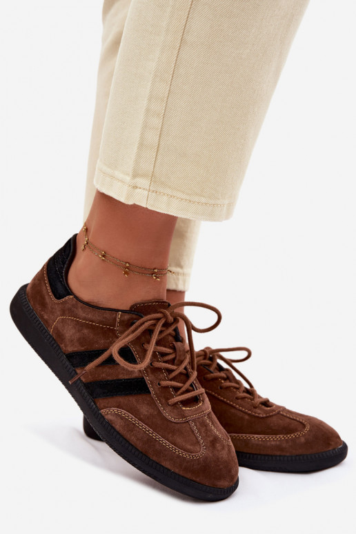 Oda iš zomšos Sneakers modelio batai Moteriškas rudos spalvos Ismina