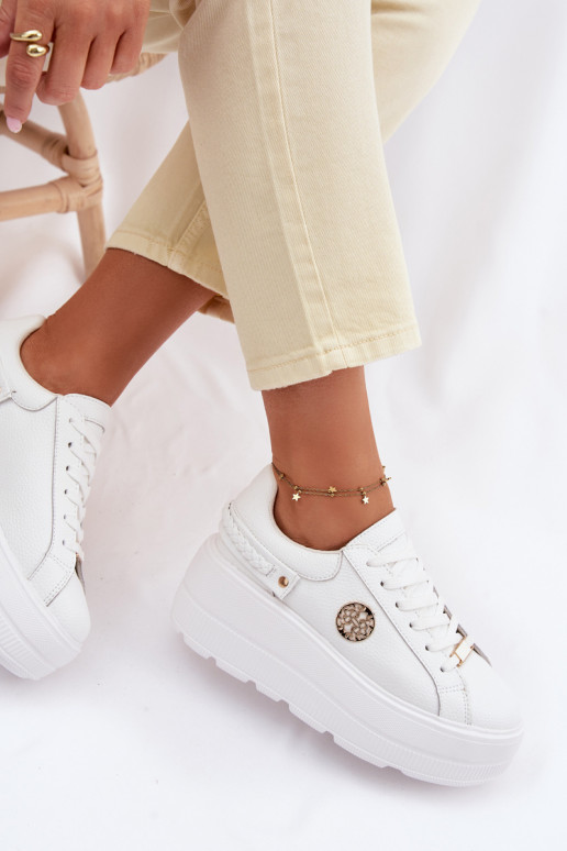 Oda Sneakers modelio batai Moteriškas su platforma D&A LR61-7095 baltos spalvos