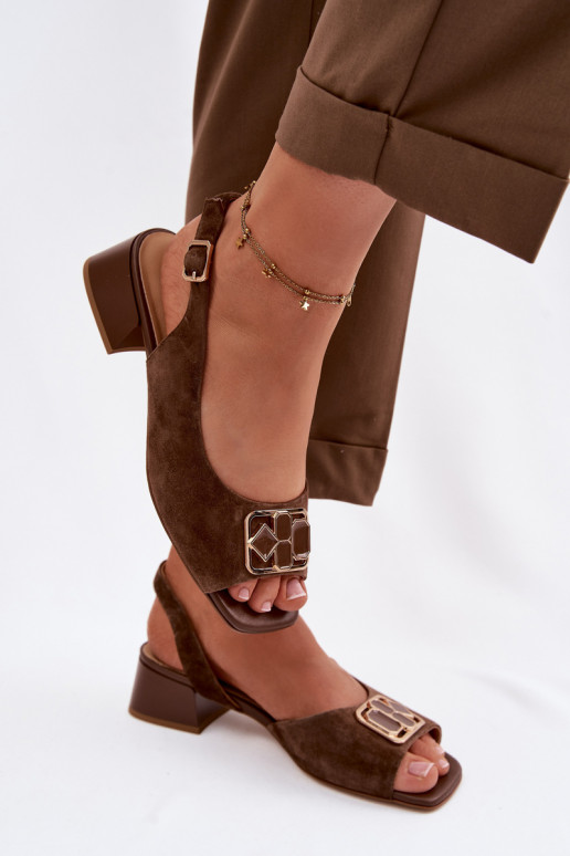 Elegantiško stiliaus basutėssuĮjungtaturalnego iš zomšosu su kulniukais D&A CE61-3127 rudos spalvos