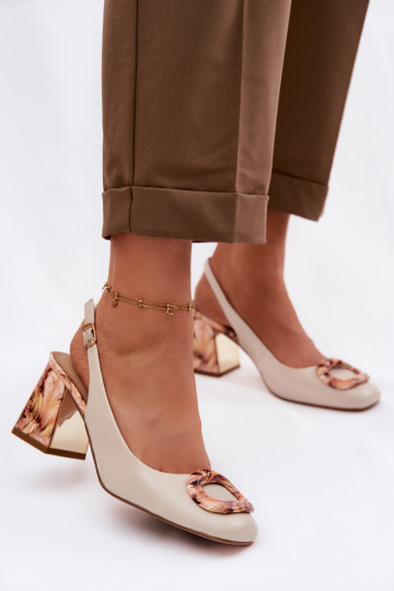 Oda Moteriškos aukštakulnės basutės su sagtimis D&A LZ61-2010 smėlio spalvos