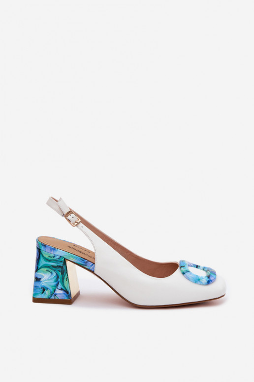 Oda Moteriškos aukštakulnės basutės su sagtimis D&A LZ61-2010 baltos spalvos