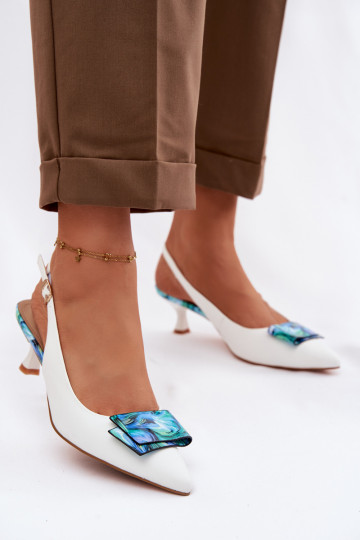 Oda Bateliai Moteriškas su kulniukais su ornamentais D&A LZ61-2006 baltos spalvos 2