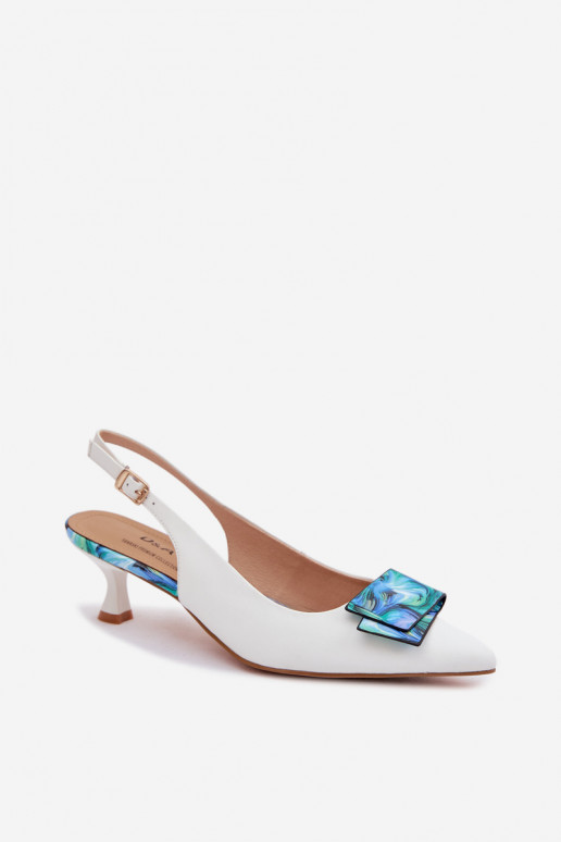 Oda Bateliai Moteriškas su kulniukais su ornamentais D&A LZ61-2006 baltos spalvos