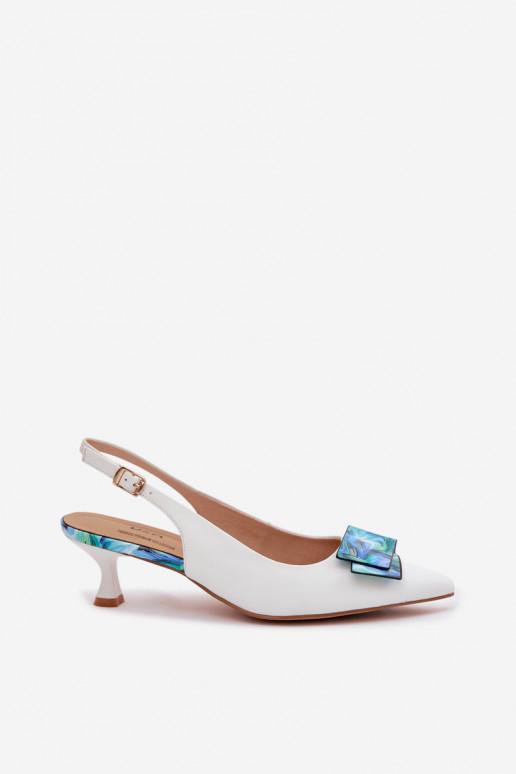 Oda Bateliai Moteriškas su kulniukais su ornamentais D&A LZ61-2006 baltos spalvos