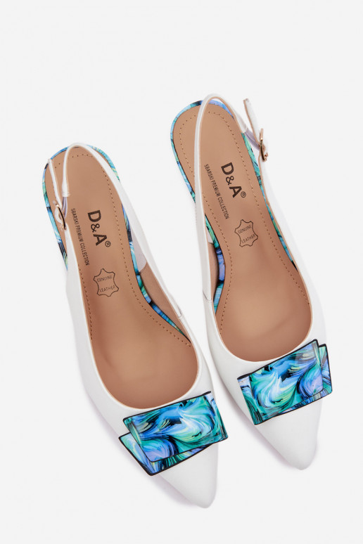 Oda Bateliai Moteriškas su kulniukais su ornamentais D&A LZ61-2006 baltos spalvos