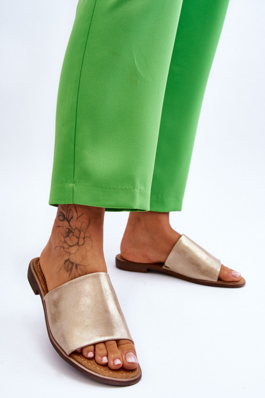 Moteriškas Oda lygi Šlepetės aukso spalvos Cerise