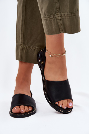 Moteriškos basutės su plačiais kulniukais Eko Oda juodos spalvos Dereka 2