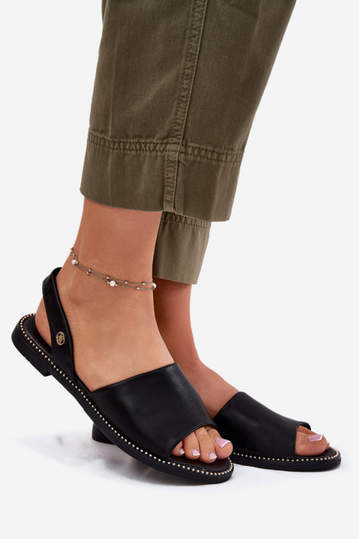 Moteriškos basutės su plačiais kulniukais Eko Oda juodos spalvos Dereka