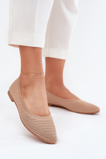 Tinklelis Medžiaginės balerinos Moteriškas smėlio spalvos Sarina