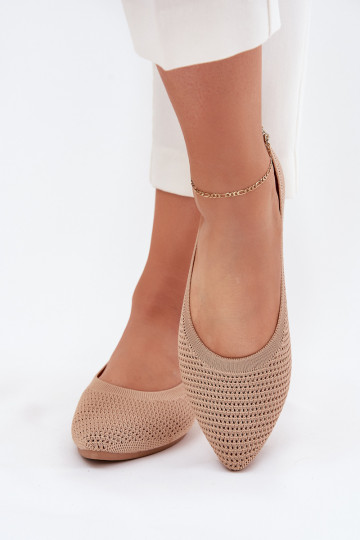 Tinklelis Medžiaginės balerinos Moteriškas smėlio spalvos Sarina 2