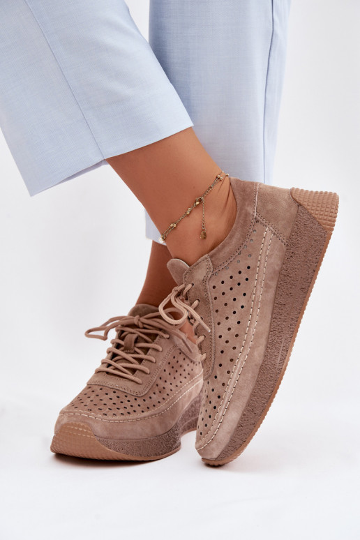 Oda batai Sneakers modelio batai Moteriškas su aužūro elementais Sergio Leone SP-013 rudos spalvos