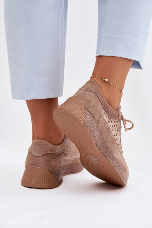 Oda batai Sneakers modelio batai Moteriškas su aužūro elementais Sergio Leone SP-013 rudos spalvos