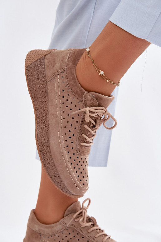 Oda batai Sneakers modelio batai Moteriškas su aužūro elementais Sergio Leone SP-013 rudos spalvos