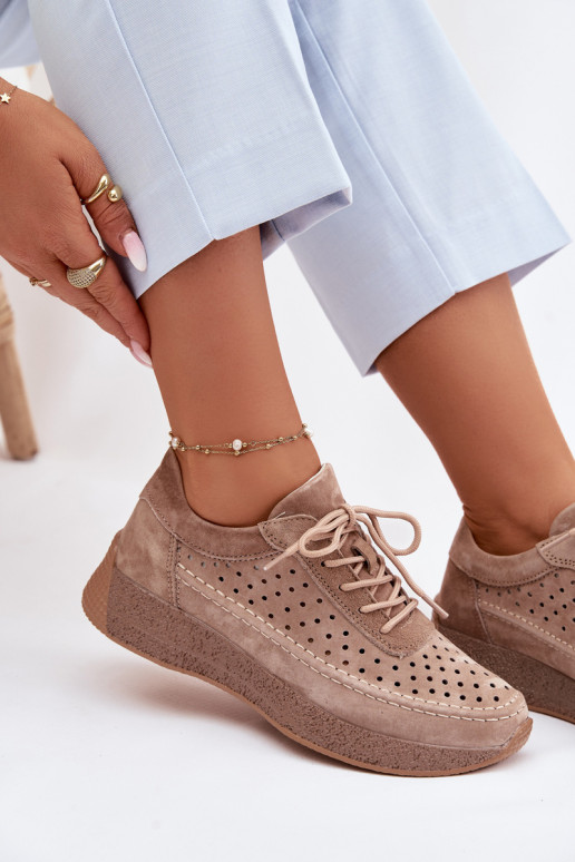 Oda batai Sneakers modelio batai Moteriškas su aužūro elementais Sergio Leone SP-013 rudos spalvos