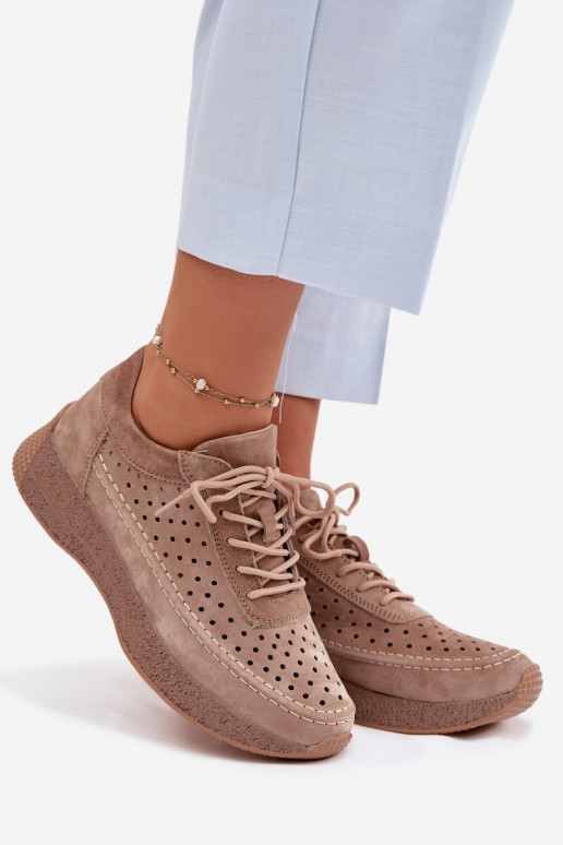 Oda batai Sneakers modelio batai Moteriškas su aužūro elementais Sergio Leone SP-013 rudos spalvos