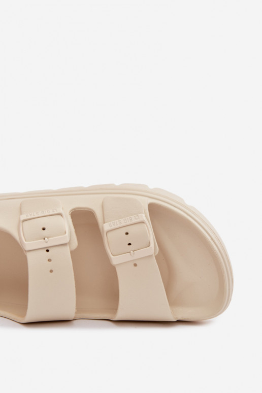 Lengvos šlepetės Moteriškos basutės su platforma Big Star TT274A032 dramblio kaulo spalvos