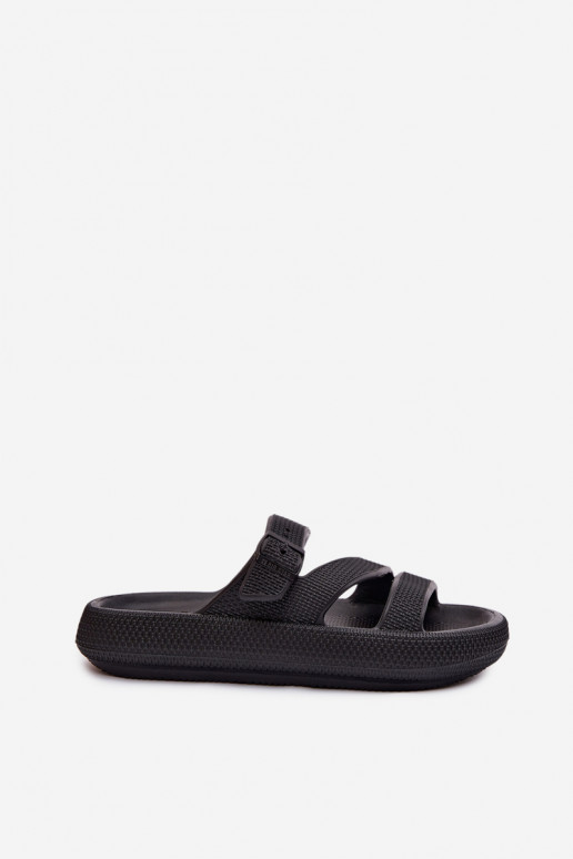 Lengvos šlepetės Moteriškos šlepetės su juostelėmis I su sagtimis Big Star TT274A037 juodos spalvos