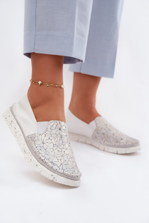 Moteriški odiniai užsegami batai Tai turiciejka 03512-70 Baltos-sidabro spalvos