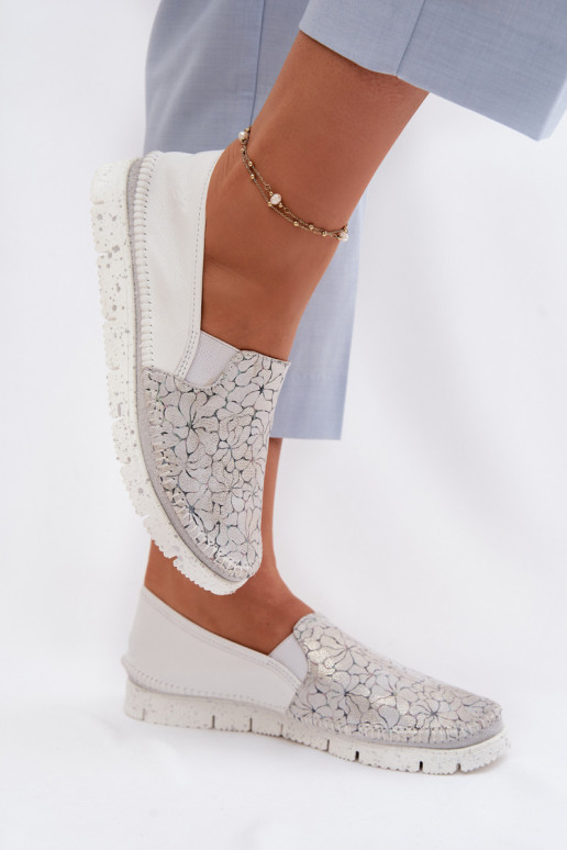 Moteriški odiniai užsegami batai Tai turiciejka 03512-70 Baltos-sidabro spalvos