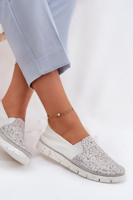 Moteriški odiniai užsegami batai Tai turiciejka 03512-70 Baltos-sidabro spalvos