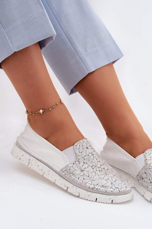 Moteriški odiniai užsegami batai Tai turiciejka 03512-70 Baltos-sidabro spalvos