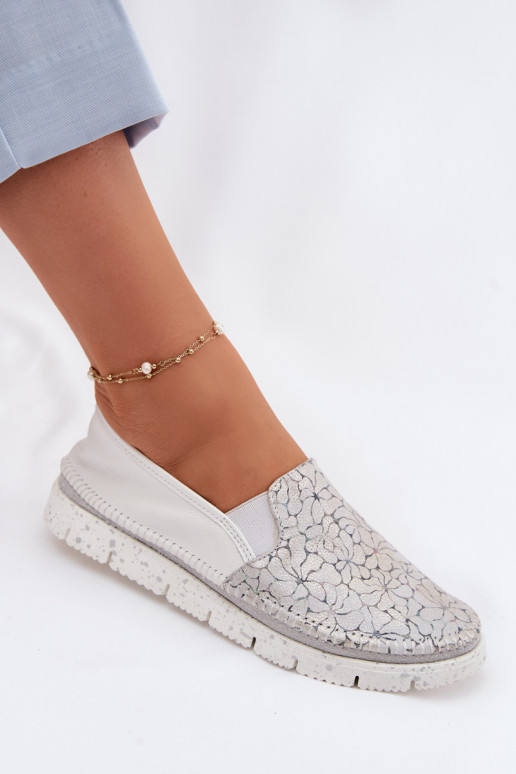 Moteriški odiniai užsegami batai Tai turiciejka 03512-70 Baltos-sidabro spalvos