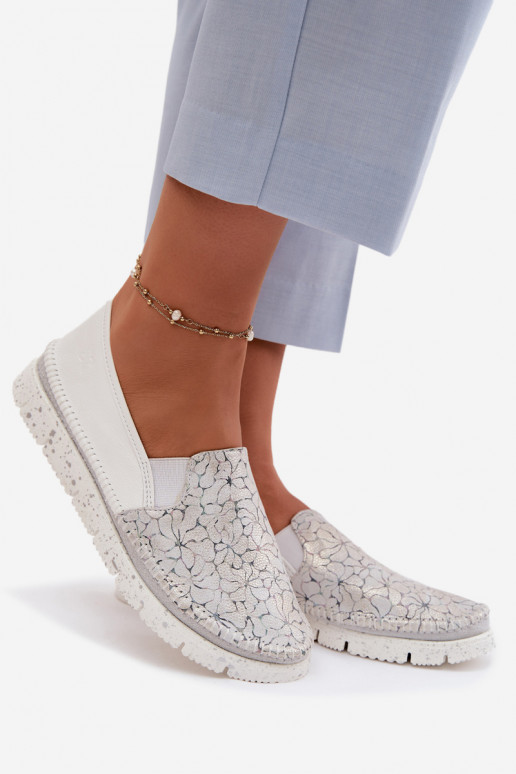 Moteriški odiniai užsegami batai Tai turiciejka 03512-70 Baltos-sidabro spalvos