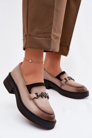 Oda moteriški mokasinai Su puošniais Detalem Vinceza 39985 smėlio spalvos