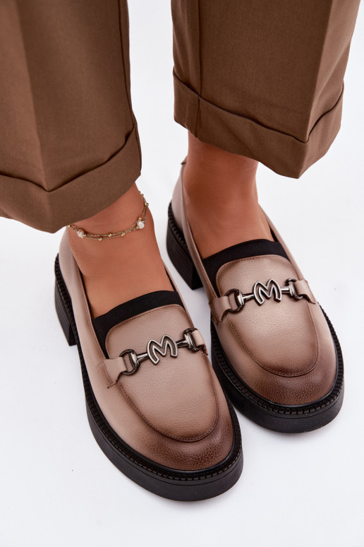 Oda moteriški mokasinai Su puošniais Detalem Vinceza 39985 smėlio spalvos